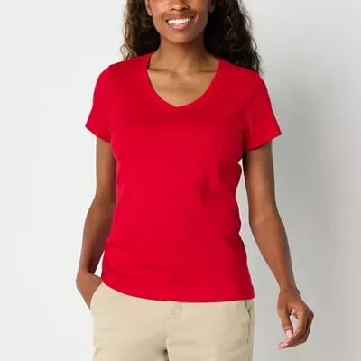 St. John's Bay Womens V Neck Short Sleeve T-Shirt