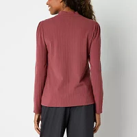 Liz Claiborne Womens Mock Neck Long Sleeve Blouse