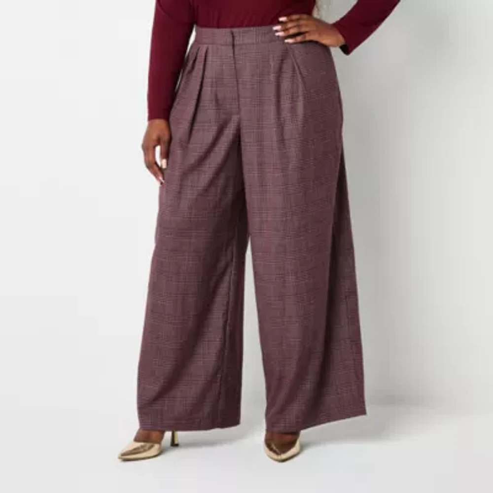 Worthington Womens Wide Leg Palazzo Pant-Plus