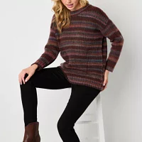 a.n.a Tall Womens Crew Neck Long Sleeve Striped Pullover Sweater