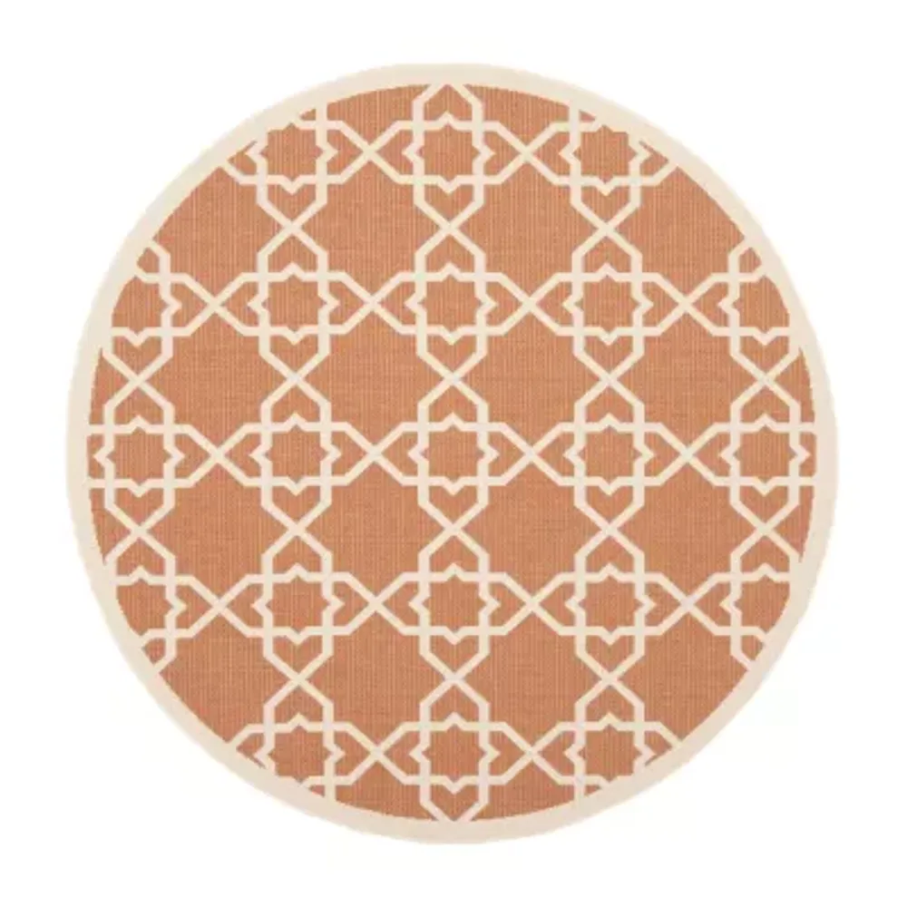 Safavieh Courtyard Collection Nicol Geometric Indoor/Outdoor Round Area Rug