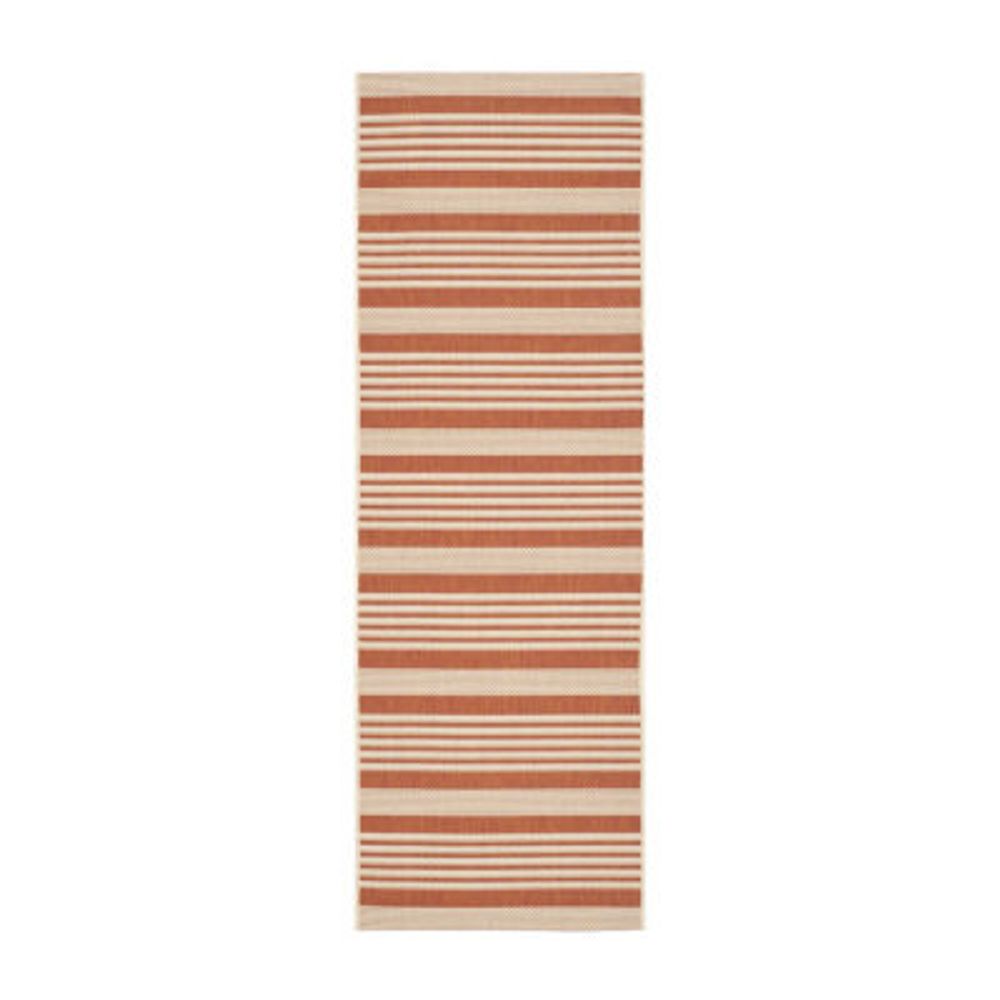 Safavieh Courtyard Collection Santos Stripe Indoor/Outdoor Runner Rug
