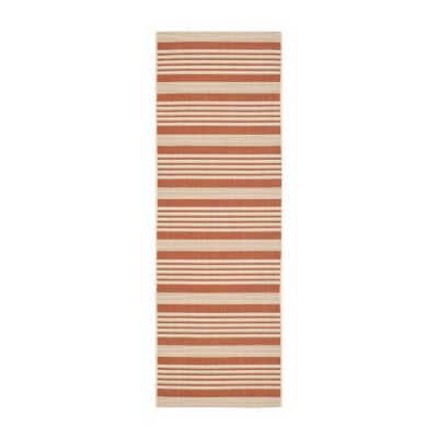 Safavieh Courtyard Collection Santos Stripe Indoor/Outdoor Runner Rug