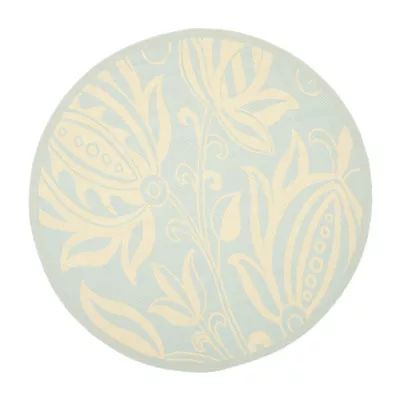 Safavieh Courtyard Collection Tarek Floral Indoor/Outdoor Round Area Rug