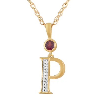 Womens Genuine Red Garnet 14K Gold Over Silver Pendant Necklace