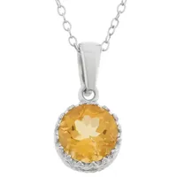 Womens Genuine Citrine Sterling Silver Pendant Necklace