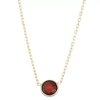 Womens Genuine Red Garnet 10K Gold Pendant Necklace