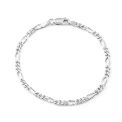 Sterling Silver 7.5 Inch Solid Figaro Chain Bracelet