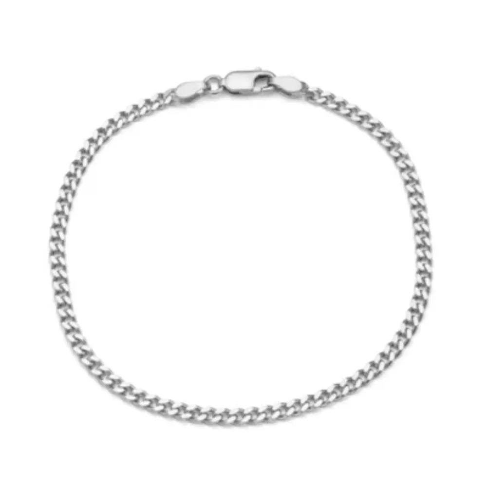 Sterling Silver / Inch Solid Curb Chain Bracelet