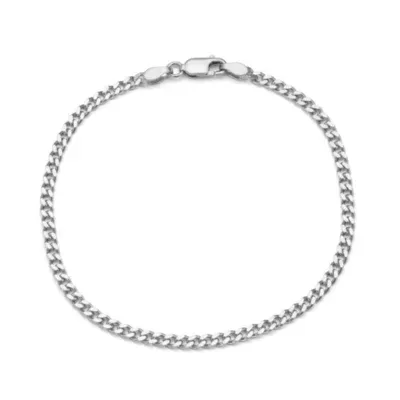 Sterling Silver / Inch Solid Curb Chain Bracelet