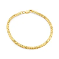 14K Gold Over Silver 7.5 Inch Solid Wheat Chain Bracelet