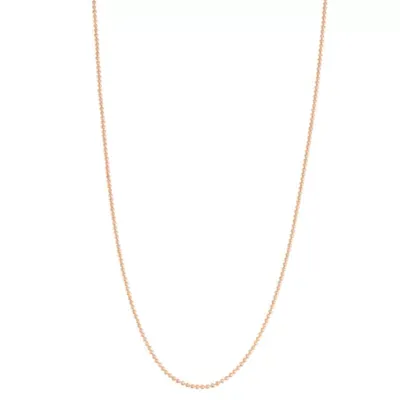 14K Rose Gold Over Silver 22 Inch Solid Bead Chain Necklace