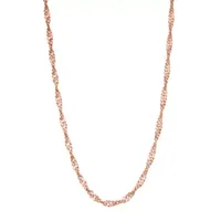 14K Rose Gold Over Silver 16 Inch Solid Singapore Chain Necklace