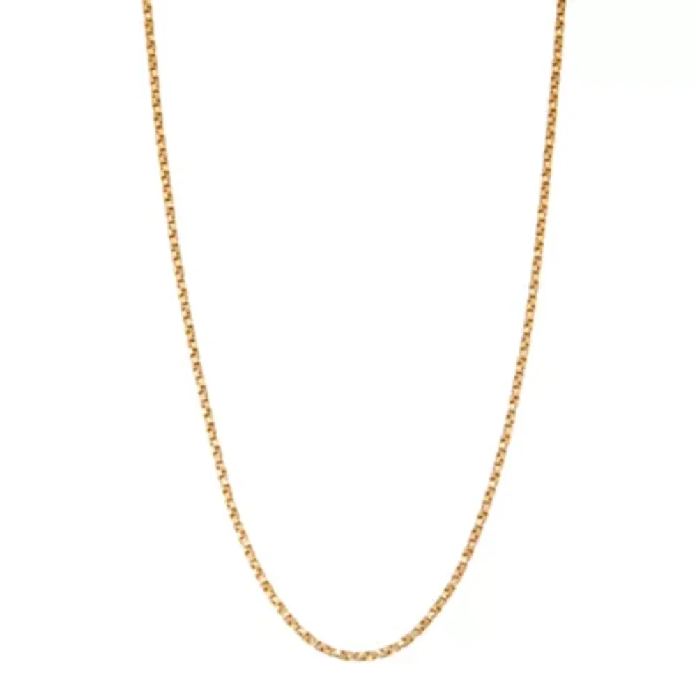 14K Gold Over Silver Solid Box Chain Necklace