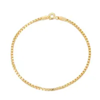 14K Gold Over Silver 7.5 Inch Solid Box Chain Bracelet