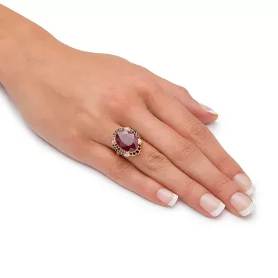 Womens Lead Glass-Filled Red Ruby 14K Gold Over Silver Cocktail Ring