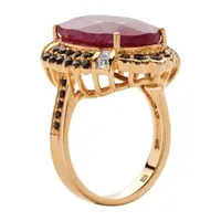 Womens Lead Glass-Filled Red Ruby 14K Gold Over Silver Cocktail Ring