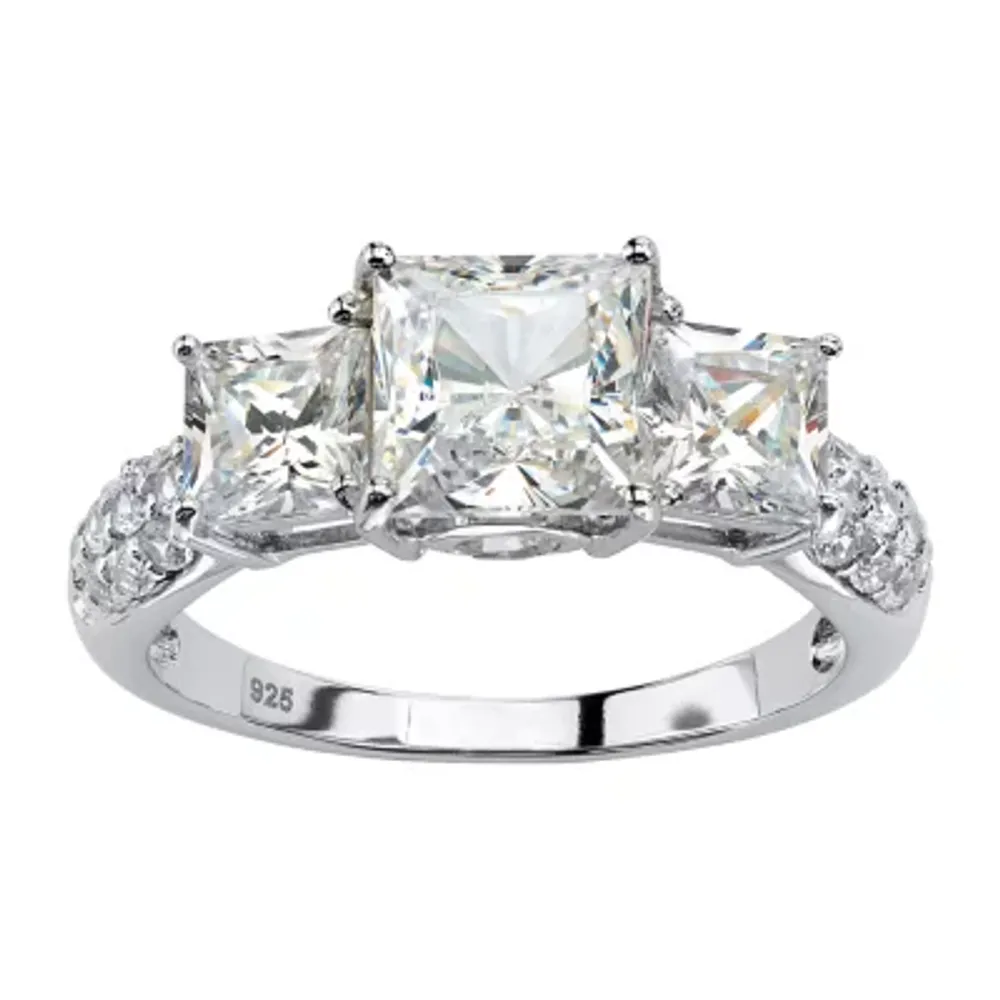Womens Lab Created White Sapphire Platinum Over Silver Cocktail Ring
