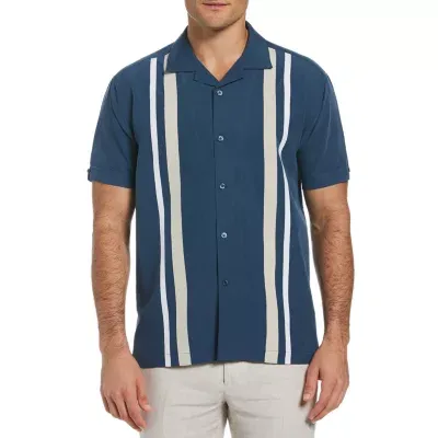 Cubavera Mens Regular Fit Short Sleeve Striped Button-Down Shirt