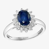 Effy Womens / CT. T.W. Diamond & Genuine Blue Sapphire 14K White Gold Cocktail Ring