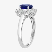 Effy Womens / CT. T.W. Diamond & Genuine Blue Sapphire 14K White Gold Cocktail Ring