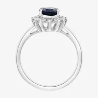 Effy Womens / CT. T.W. Diamond & Genuine Blue Sapphire 14K White Gold Cocktail Ring