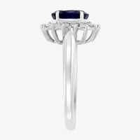 Effy Womens / CT. T.W. Diamond & Genuine Blue Sapphire 14K White Gold Cocktail Ring