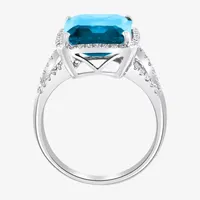 Effy Womens / CT. T.W. Diamond & Genuine Blue Topaz 14K White Gold Cocktail Ring