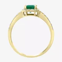 Effy Womens 1/ CT. T.W. Diamond & Genuine Green Emerald 14K Gold Cocktail Ring