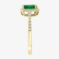 Effy Womens 1/ CT. T.W. Diamond & Genuine Green Emerald 14K Gold Cocktail Ring