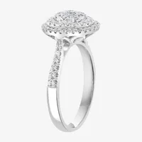 Effy  Womens 5/8 CT. T.W. Mined Diamond 14K White Gold Round Halo Cocktail Ring