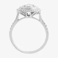 Effy  Womens 5/8 CT. T.W. Mined Diamond 14K White Gold Round Halo Cocktail Ring