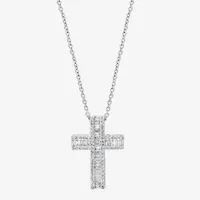 Effy Womens / CT. T.W. Natural Diamond 14K White Gold Cross Pendant Necklace