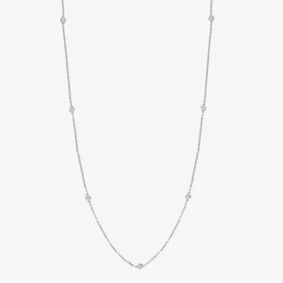 Effy  Womens 1/4 CT. T.W. Natural Diamond Sterling Silver Pendant Necklace