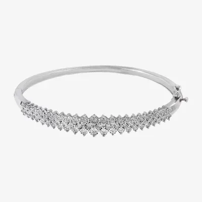 Effy  1/2 CT. T.W. Natural Cable Diamond Sterling Silver Bangle Bracelet