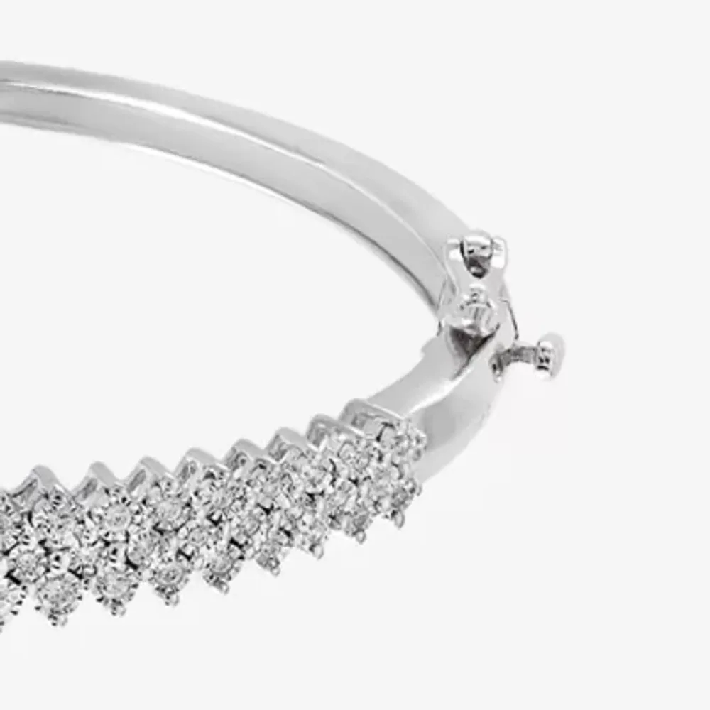 Effy  1/2 CT. T.W. Natural Cable Diamond Sterling Silver Bangle Bracelet