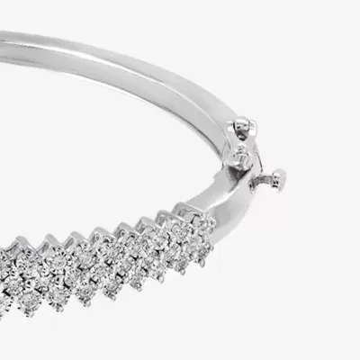 Effy  1/2 CT. T.W. Natural Diamond Cable Diamond Sterling Silver Bangle Bracelet