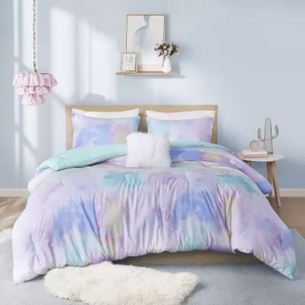 Intelligent Design Karissa Watercolor Tie Dye Printed Comforter Set with  decorative pillow