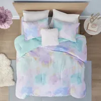 Intelligent Design Karissa Watercolor Tie Dye Printed Comforter Set with decorative pillow