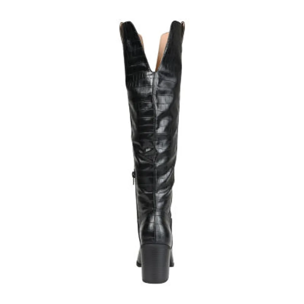 Journee Collection Womens Therese Wide Calf Stacked Heel Riding Boots