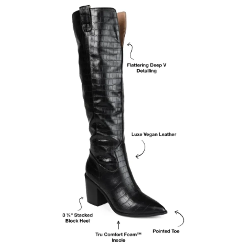 Journee Collection Womens Therese Wide Calf Stacked Heel Riding Boots