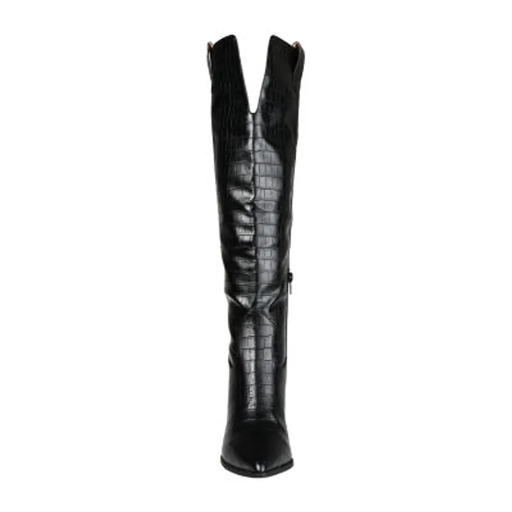 Journee Collection Womens Therese Wide Calf Stacked Heel Riding Boots
