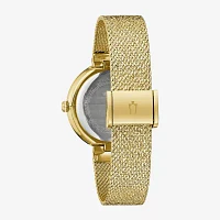 Bulova Crystal Womens Crystal Accent Gold Tone Stainless Steel Strap Watch 98l321