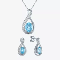 Genuine Blue Topaz Sterling Silver 2-pc. Jewelry Set