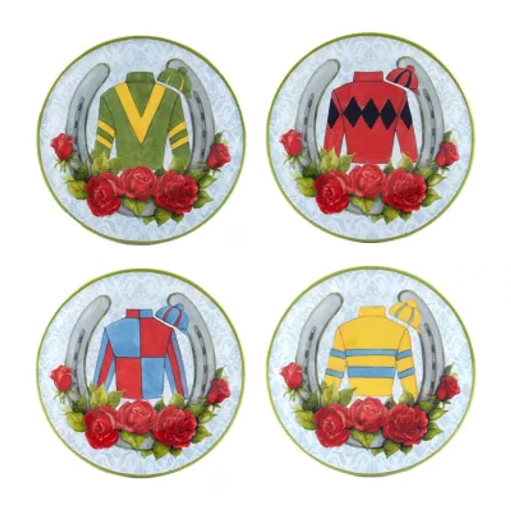 Certified International Derby Day At The Races 4-pc. Earthenware Appetizer Plate