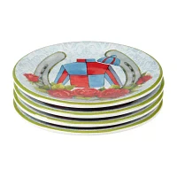 Certified International Derby Day At The Races 4-pc. Earthenware Appetizer Plate