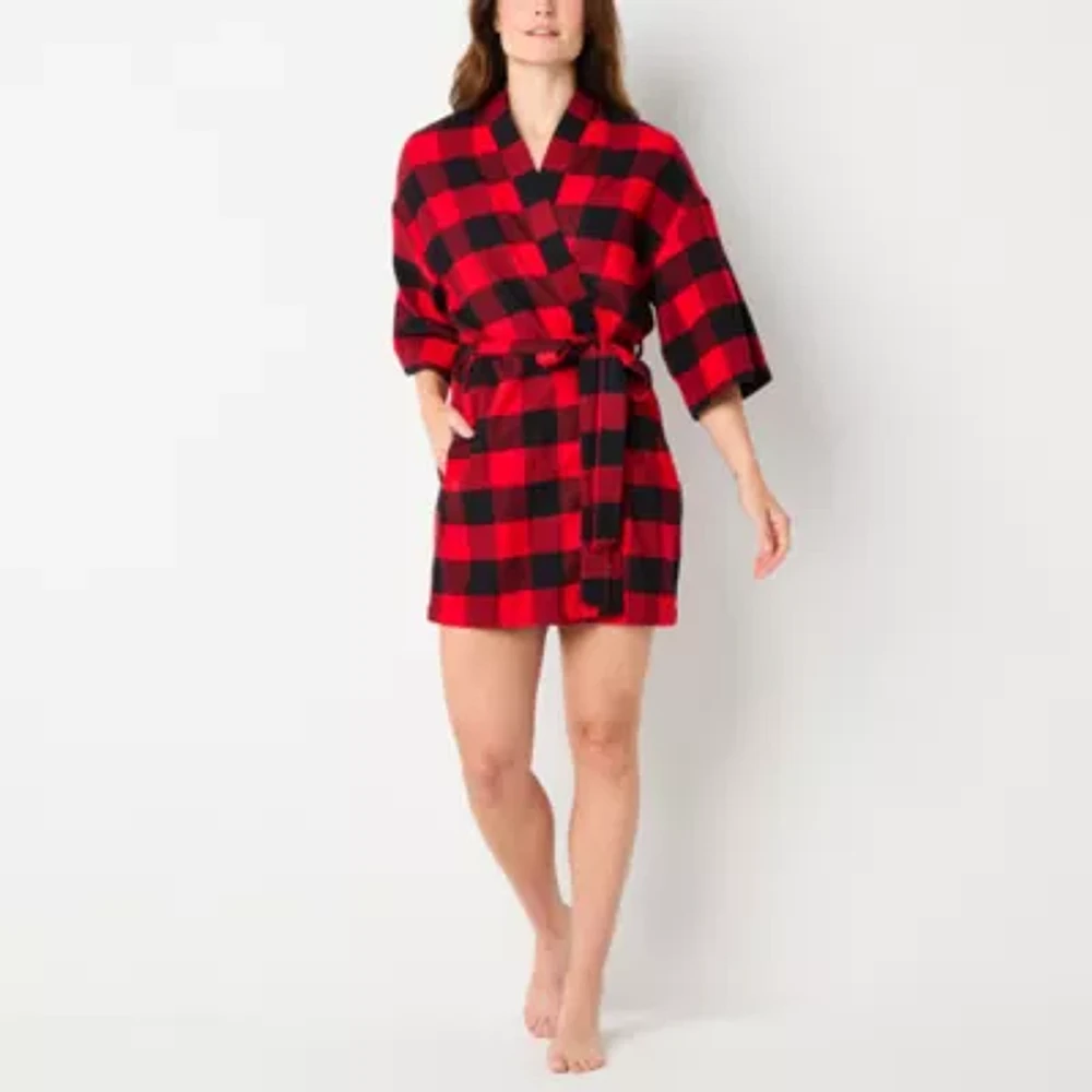 Sleep Chic Womens Flannel Long Sleeve Knee Length Robe
