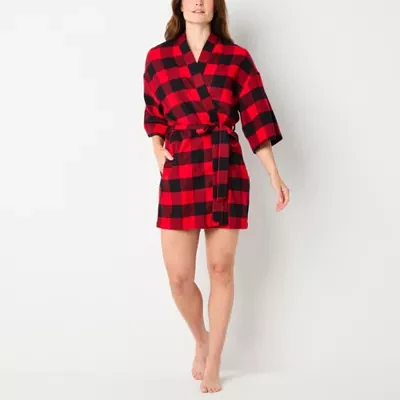 Sleep Chic Womens Flannel Long Sleeve Knee Length Robe