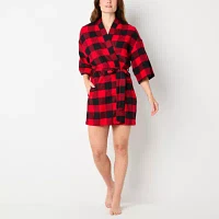 Sleep Chic Womens Flannel Long Sleeve Knee Length Robe