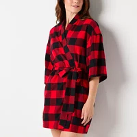 Sleep Chic Womens Flannel Long Sleeve Knee Length Robe